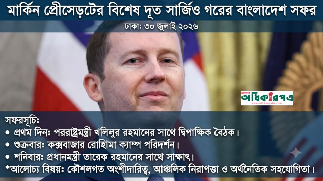 যুক্তরাষ্ট্রের বিশেষ দূত সার্জিও গরের ঢাকা সফর: কৌশলগত সম্পর্কের নতুন সমীকরণ